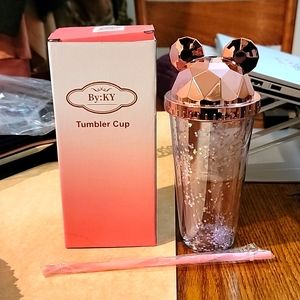 Sparkle ears tumbler cup with straw